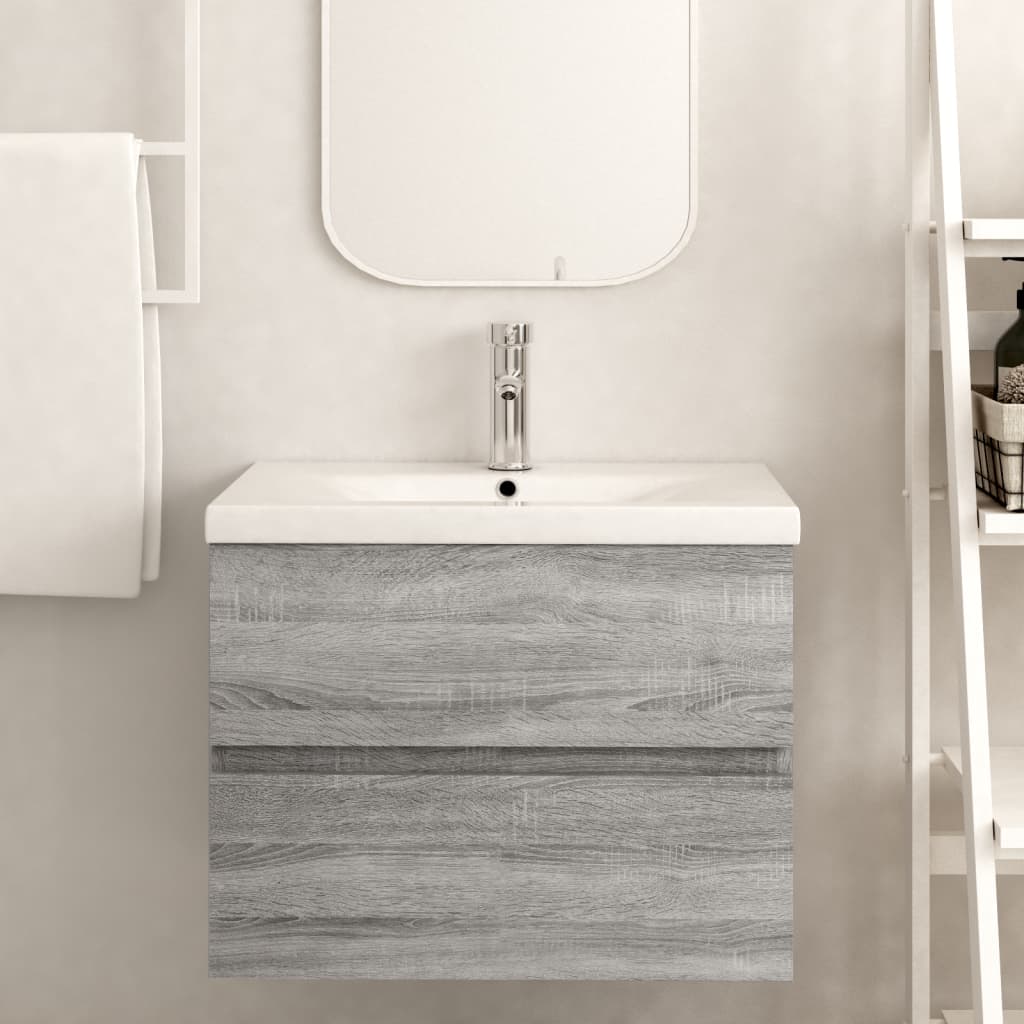 Washbasin Cabinet Grey Sonoma 60x38.5x45 cm Wood Material