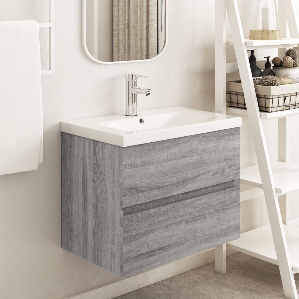 Washbasin Cabinet Grey Sonoma 60x38.5x45 cm Wood Material