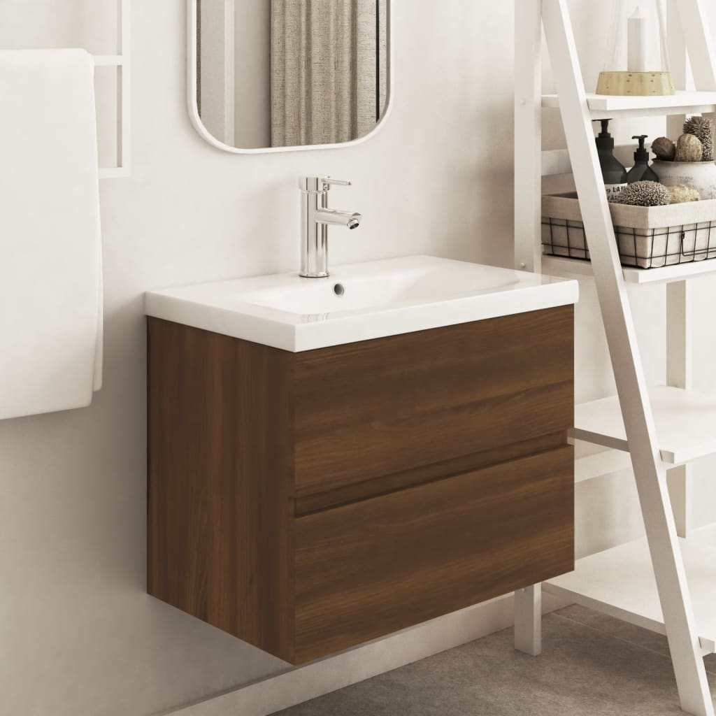 Washbasin cabinet oak look 60x38.5x45cm wood material