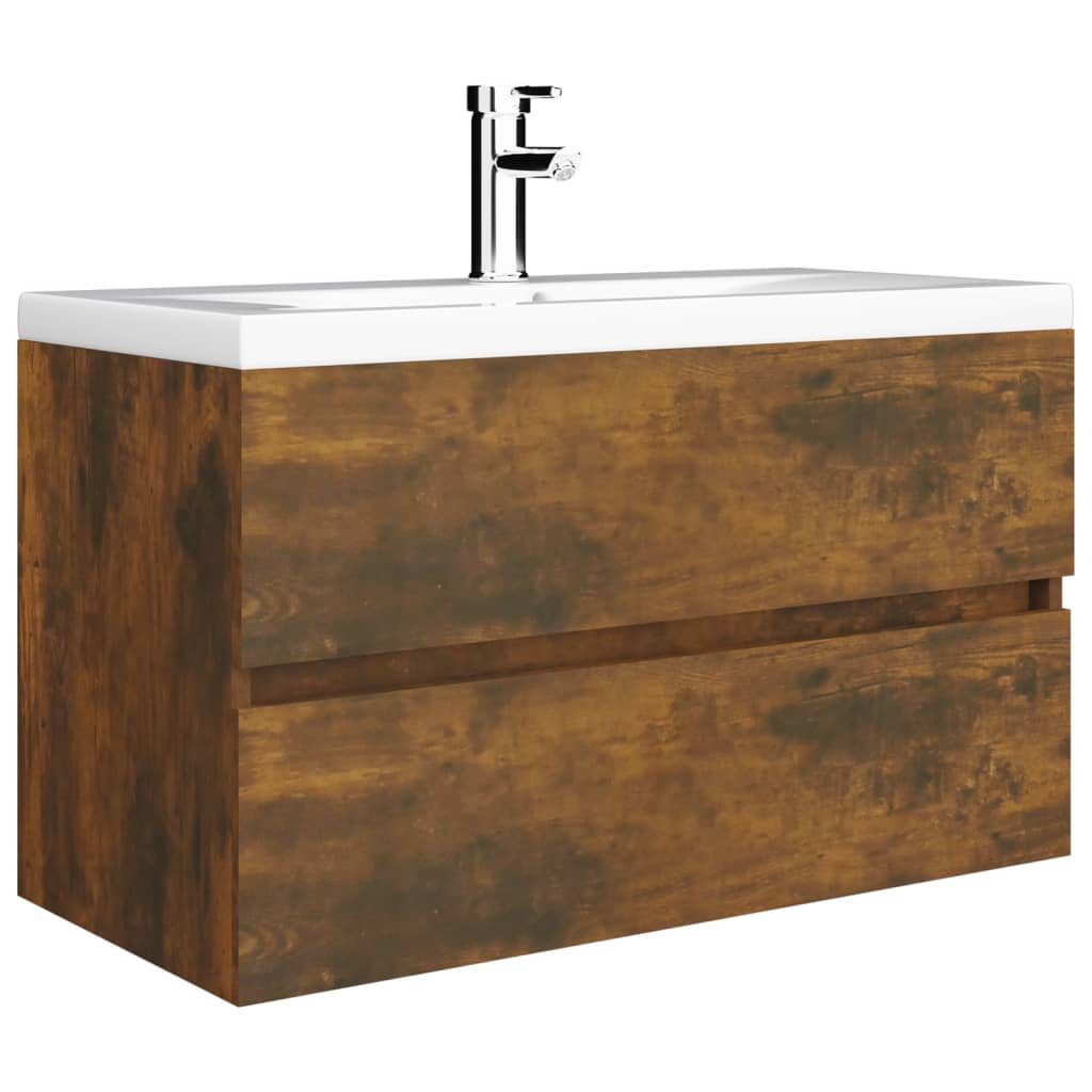 Washbasin cabinet smoked oak 80x38.5x45 cm wood material