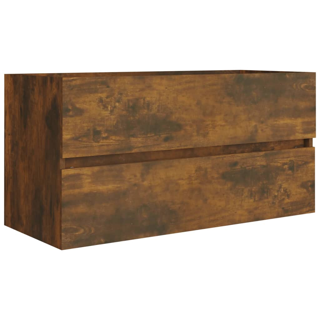 Washbasin cabinet smoked oak 90x38.5x45 cm wood material