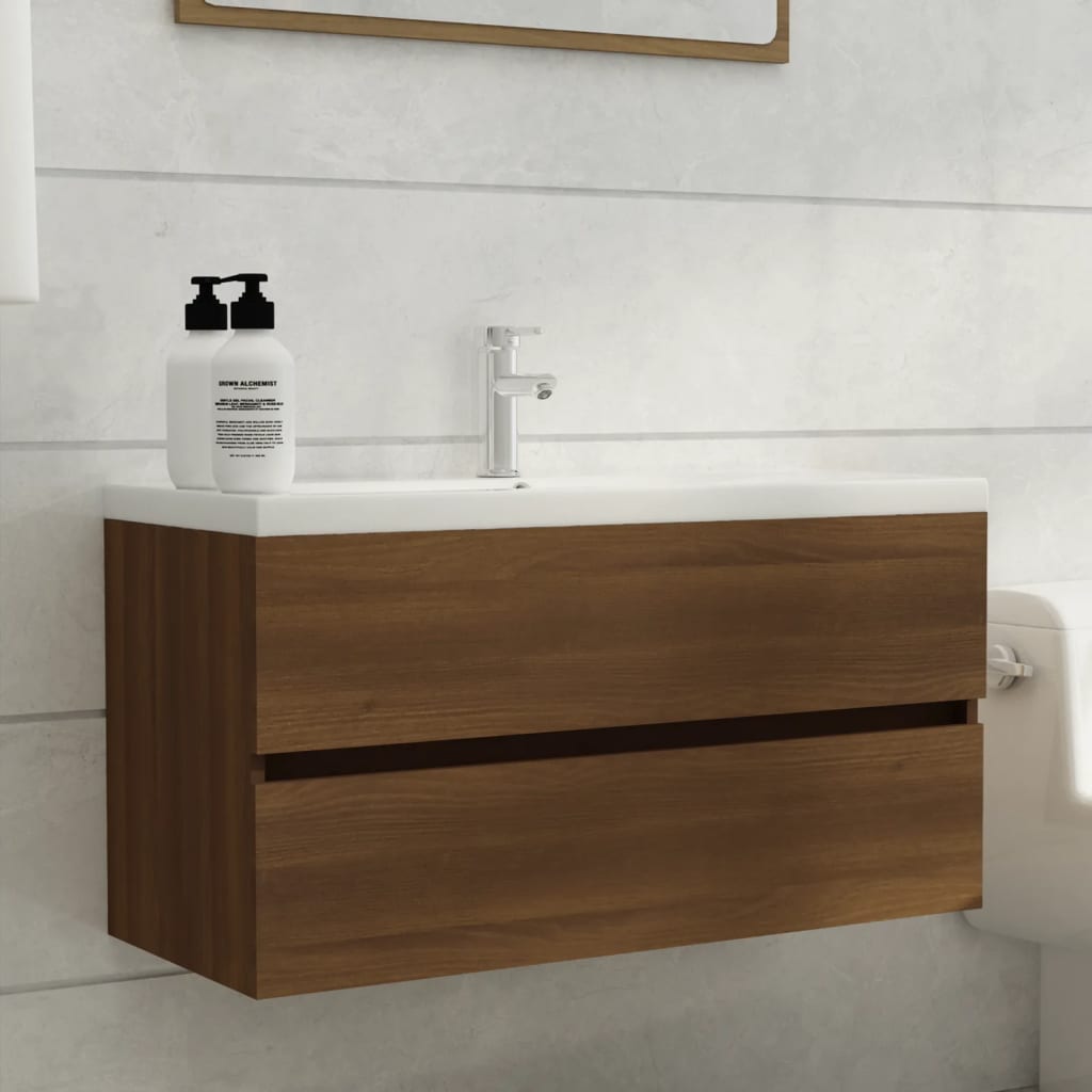 Washbasin base cabinet oak look 90x38.5x45cm wood material