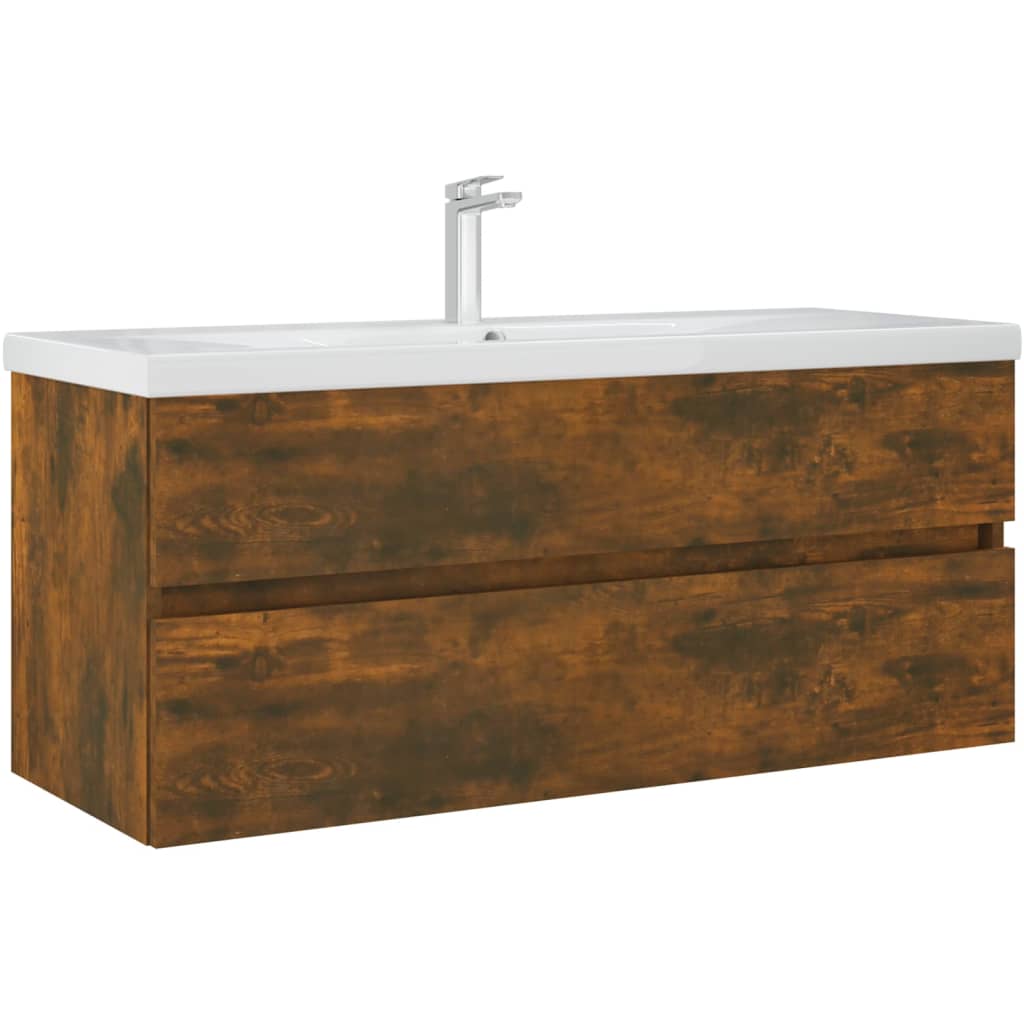 Washbasin cabinet smoked oak 100x38.5x45 cm wood material