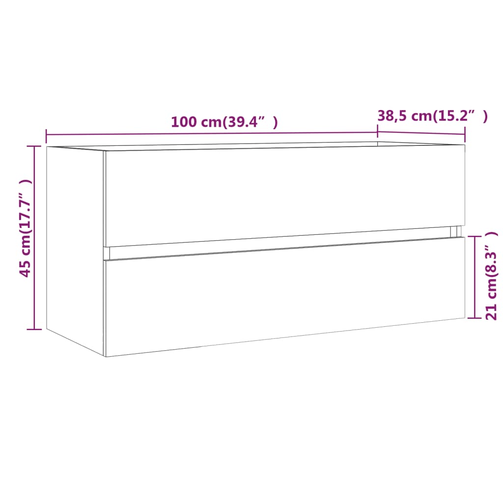 Washbasin cabinet smoked oak 100x38.5x45 cm wood material