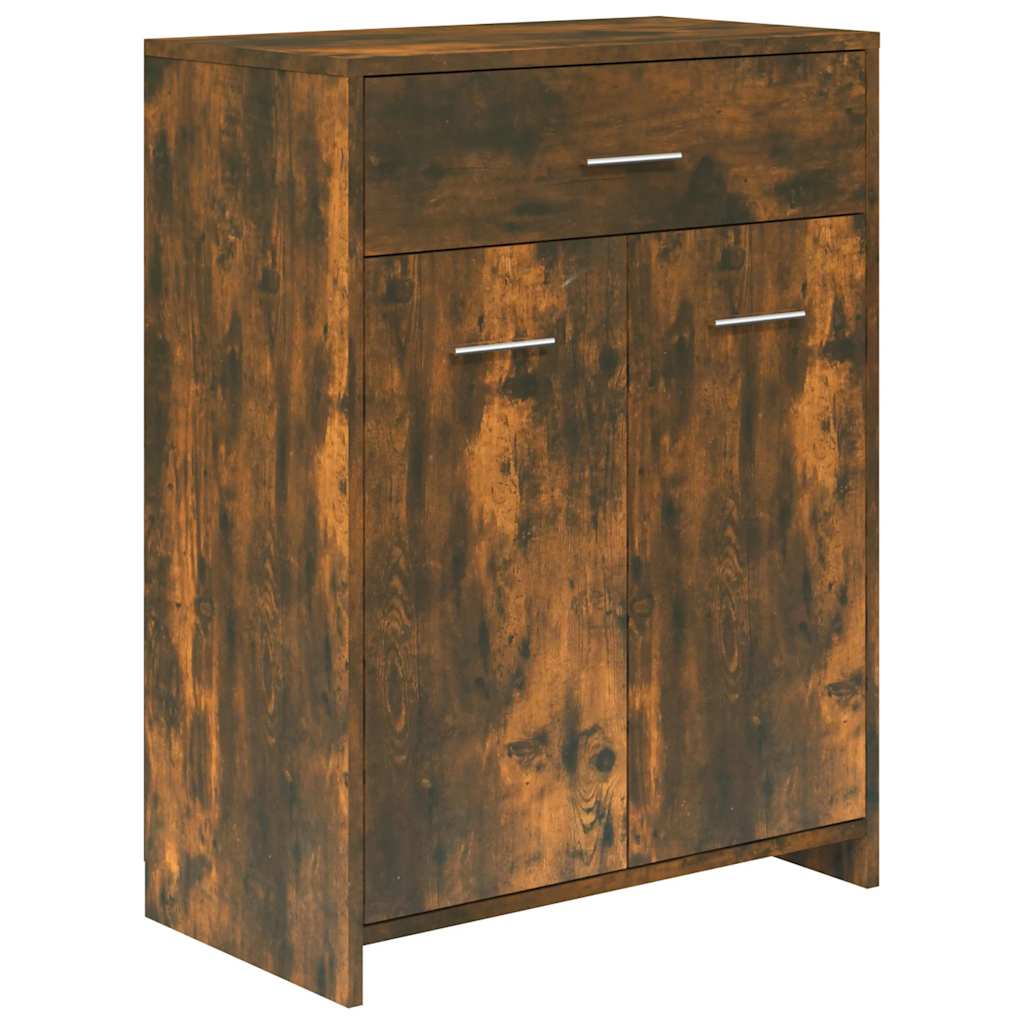 Bathroom Cabinet Smoked Oak 60x33x80 cm Wood Material