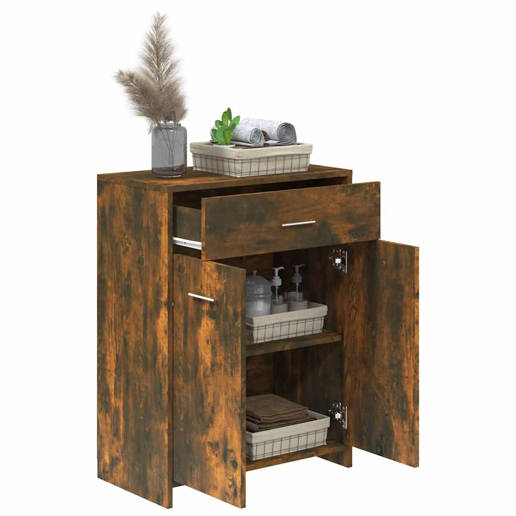 Bathroom Cabinet Smoked Oak 60x33x80 cm Wood Material