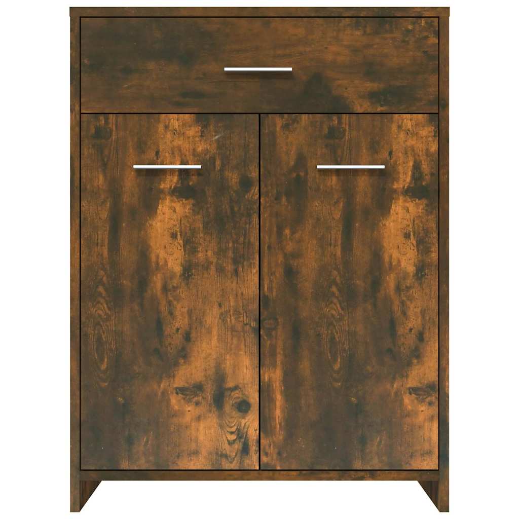 Bathroom Cabinet Smoked Oak 60x33x80 cm Wood Material