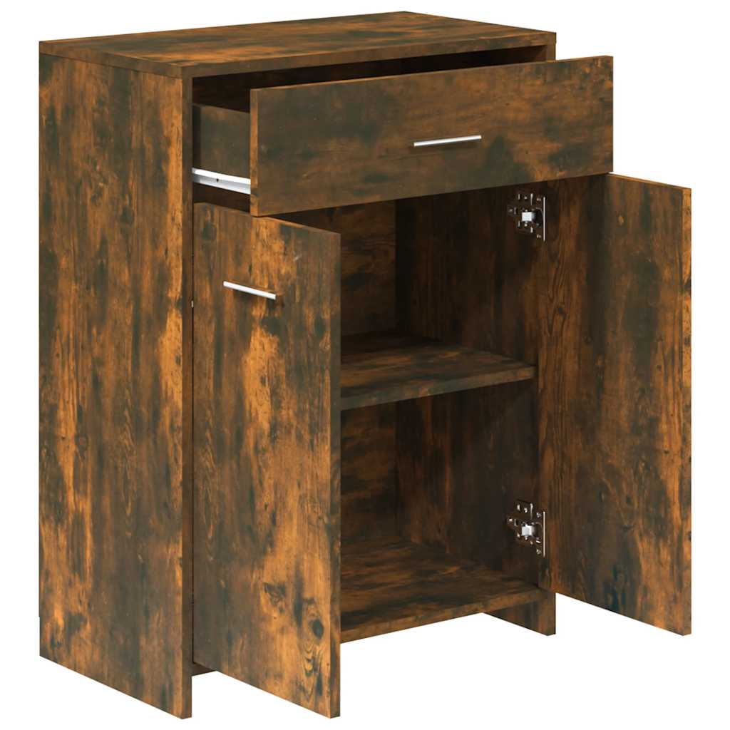 Bathroom Cabinet Smoked Oak 60x33x80 cm Wood Material