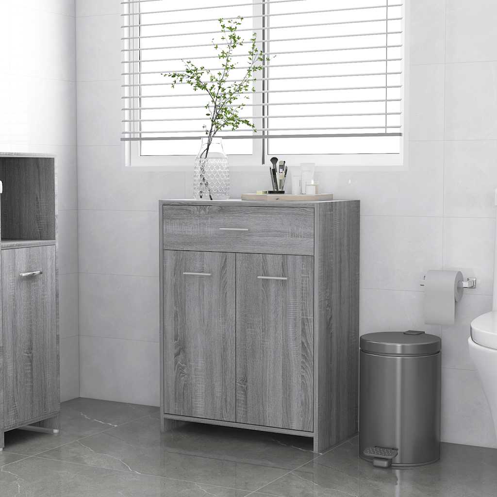 Bathroom Cabinet Gray Sonoma 60x33x80 cm Wood Material