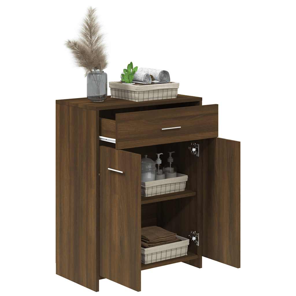 Bathroom Cabinet Brown Oak Look 60x33x80 cm Wood Material