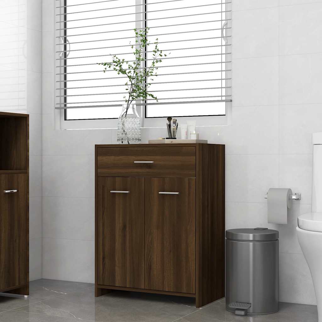 Bathroom Cabinet Brown Oak Look 60x33x80 cm Wood Material