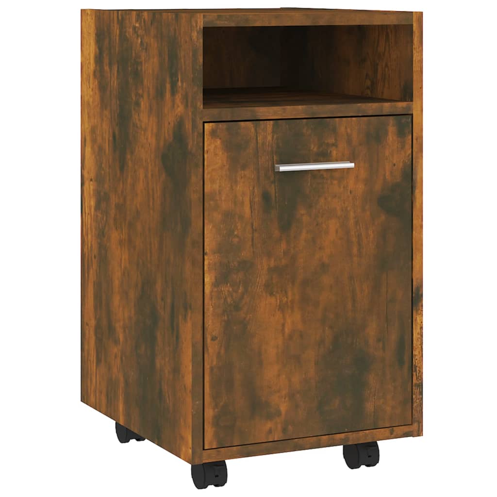 Side Cabinet with Wheels Smoked Oak 33x38x60 cm