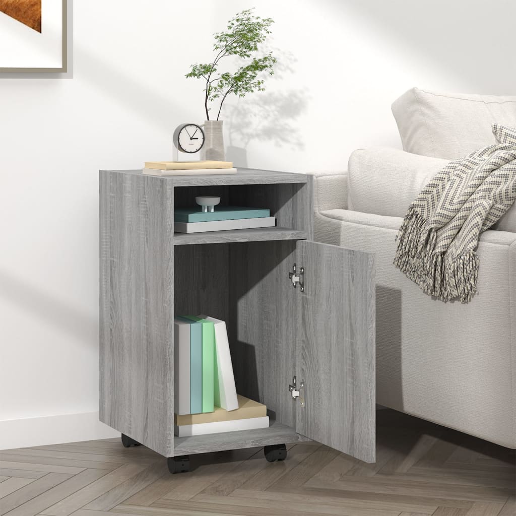 Side Cabinet with Wheels Grey Sonoma 33x38x60cm Wood Material