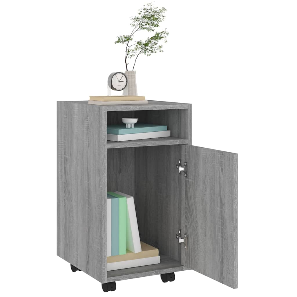 Side Cabinet with Wheels Grey Sonoma 33x38x60cm Wood Material