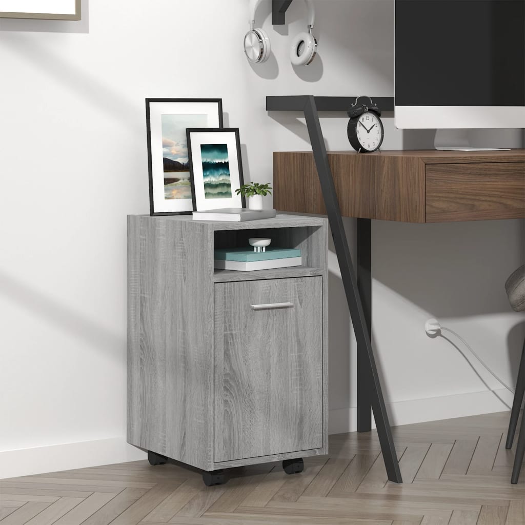 Side Cabinet with Wheels Grey Sonoma 33x38x60cm Wood Material