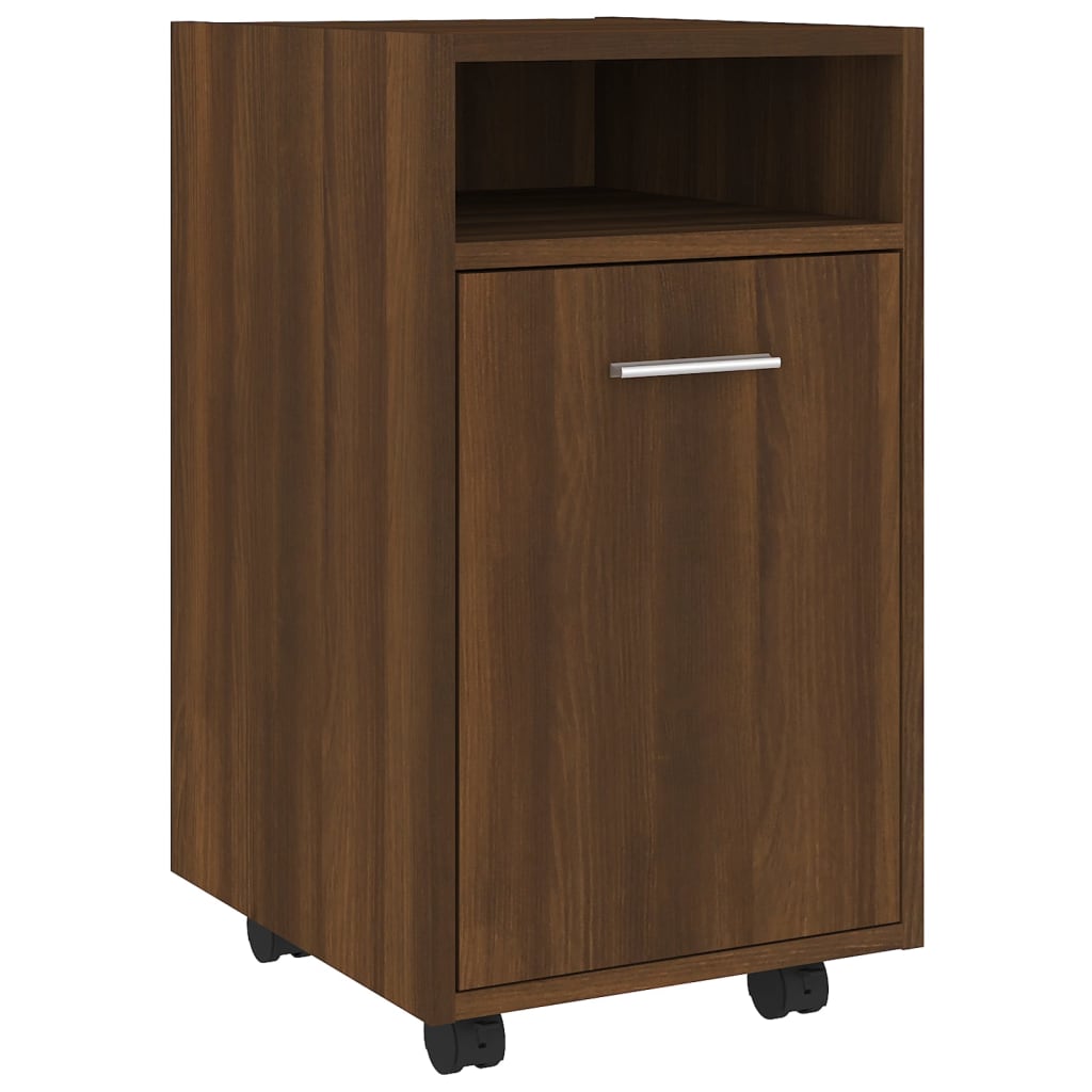 Side Cabinet with Wheels Brown Oak Look 33x38x60 cm