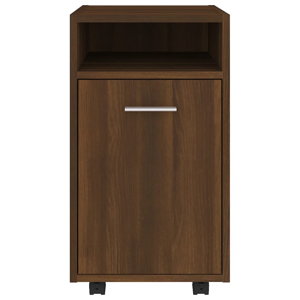 Side Cabinet with Wheels Brown Oak Look 33x38x60 cm