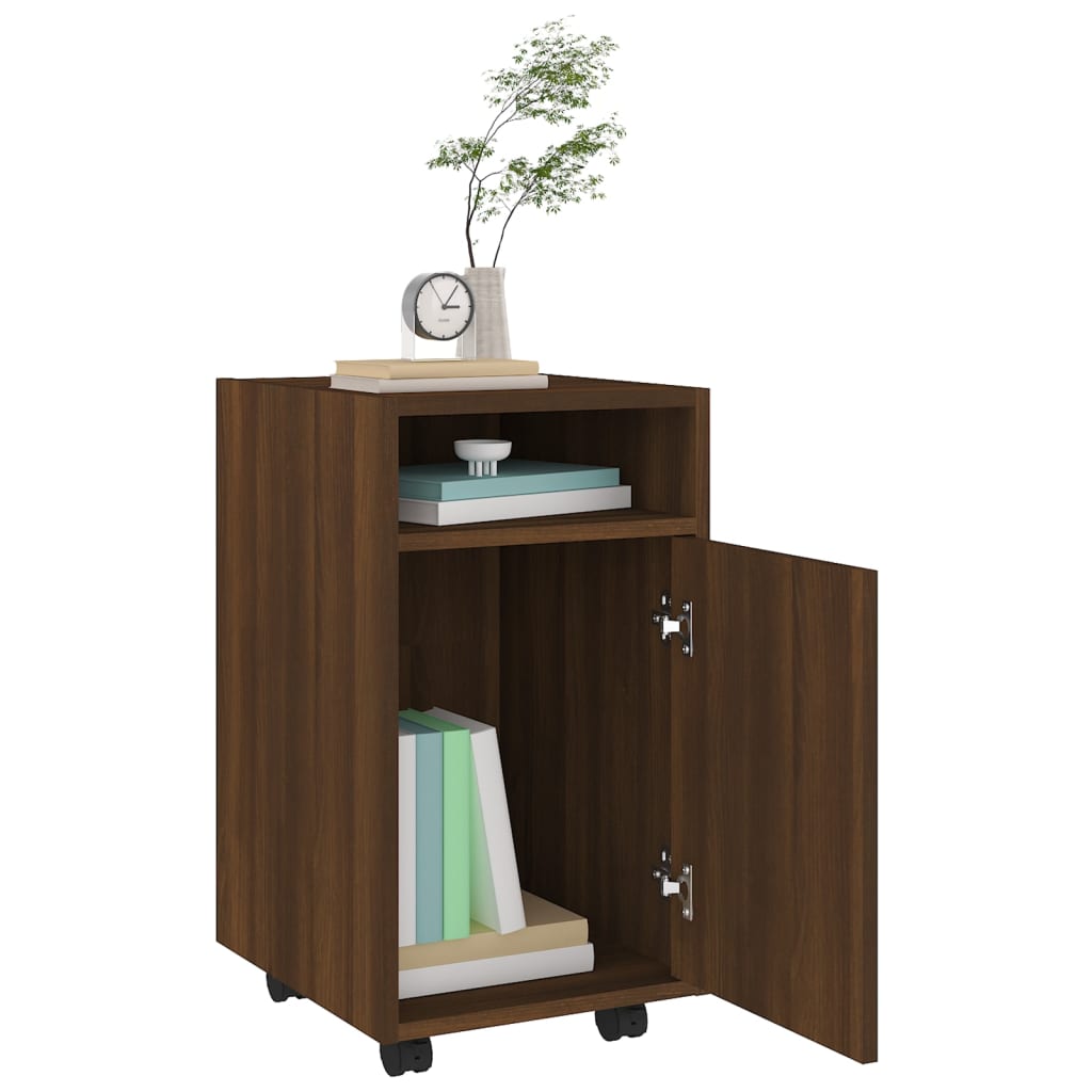 Side Cabinet with Wheels Brown Oak Look 33x38x60 cm