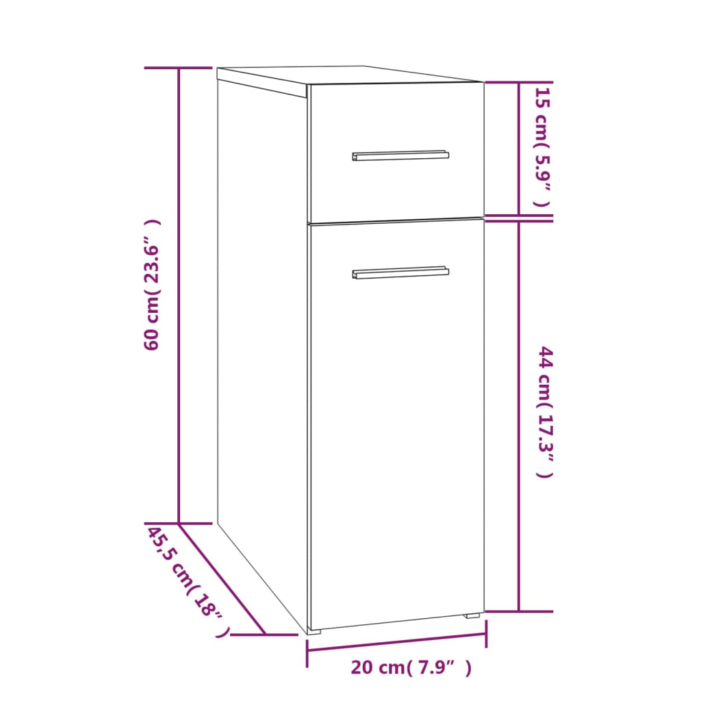 Apothecary Cabinet Brown Oak Look 20x45.5x60 cm Wood Material