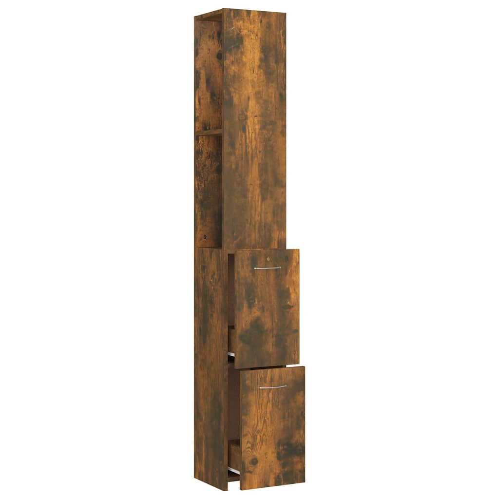 Bathroom Cabinet Smoked Oak 25x26.5x170 cm Wood Material