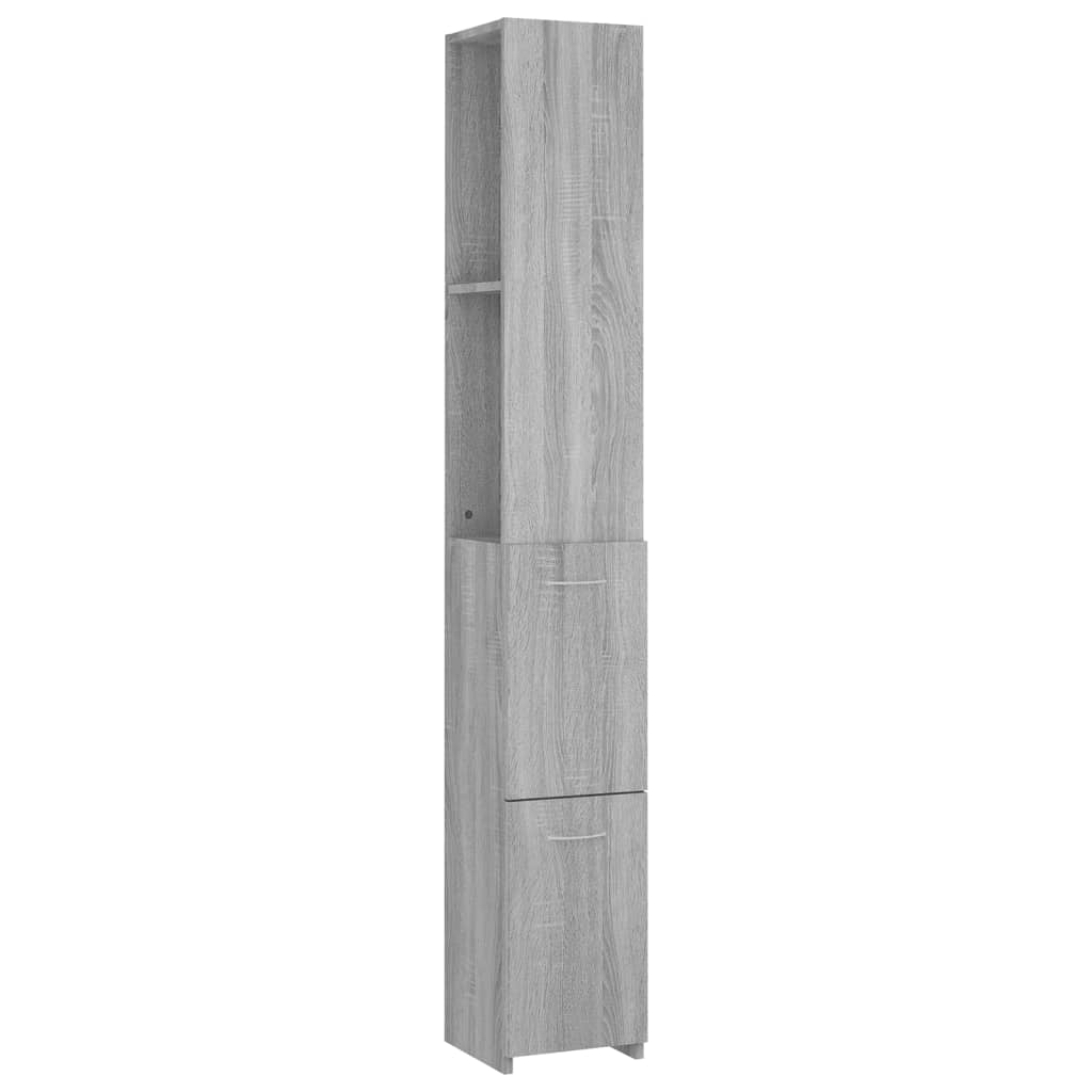 Bathroom Cabinet Grey Sonoma 25x26.5x170 cm Wood Material