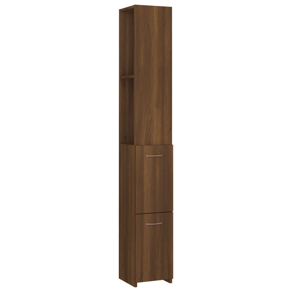 Bathroom Cabinet Brown Oak Look 25x26.5x170 cm Wood Material