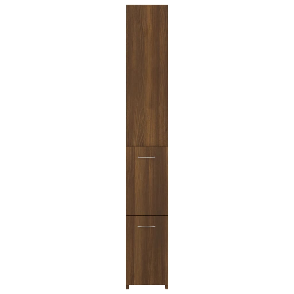 Bathroom Cabinet Brown Oak Look 25x26.5x170 cm Wood Material