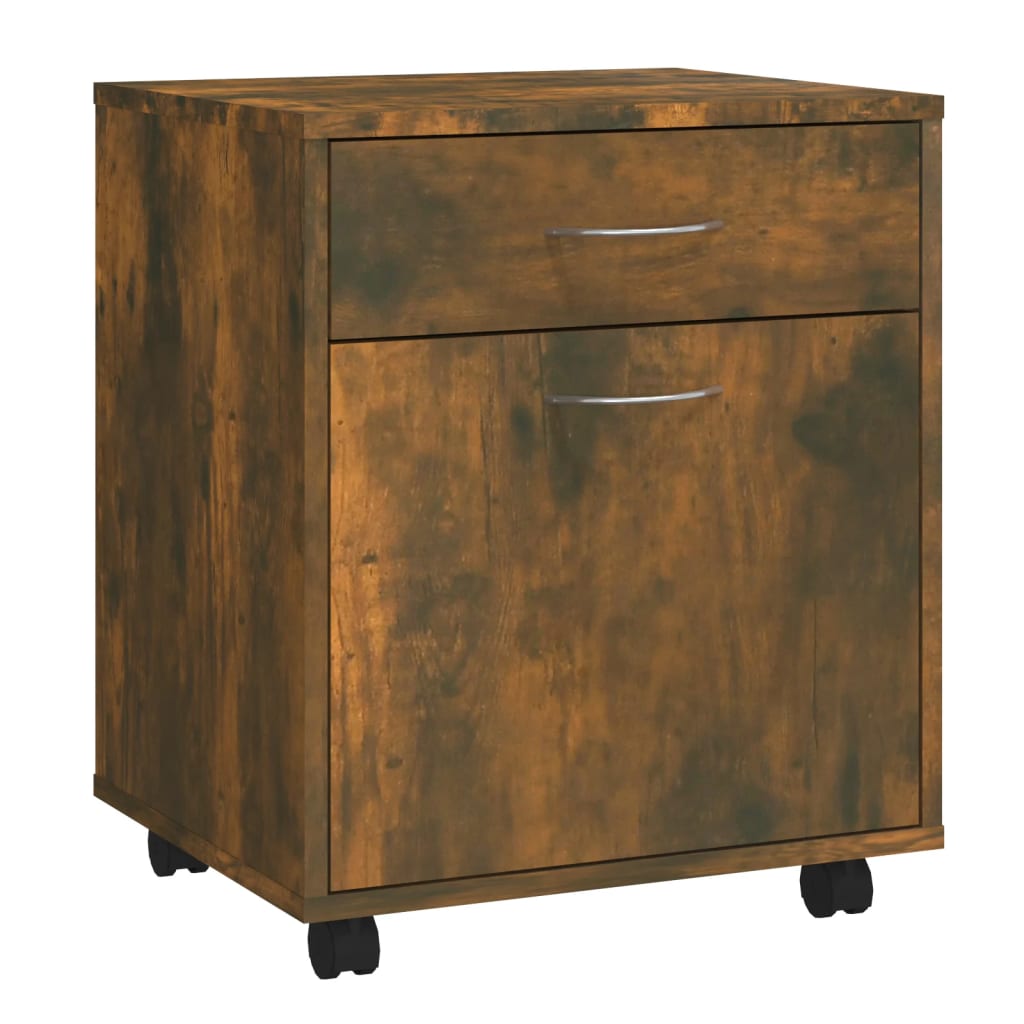 Rolling Cabinet Smoked Oak 45x38x54 cm Wood Material