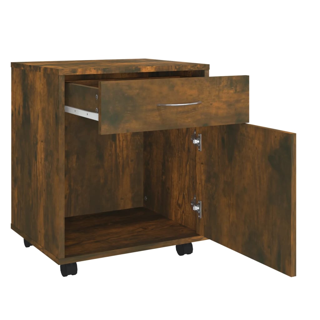 Rolling Cabinet Smoked Oak 45x38x54 cm Wood Material