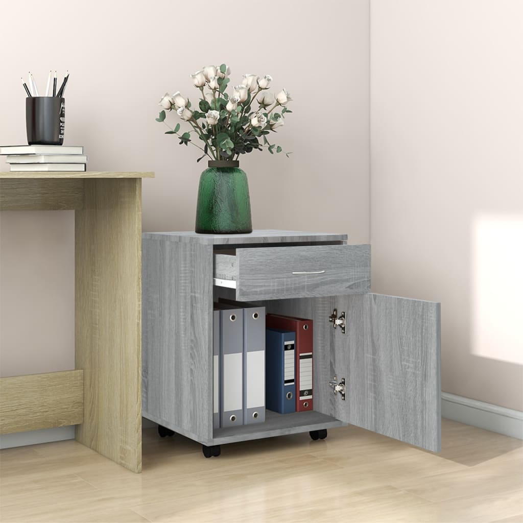 Rolling Cabinet Grey Sonoma 45x38x54 cm Wood Material