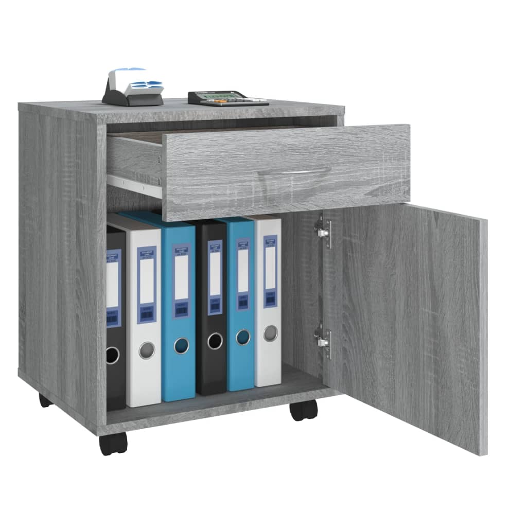 Rolling Cabinet Grey Sonoma 45x38x54 cm Wood Material