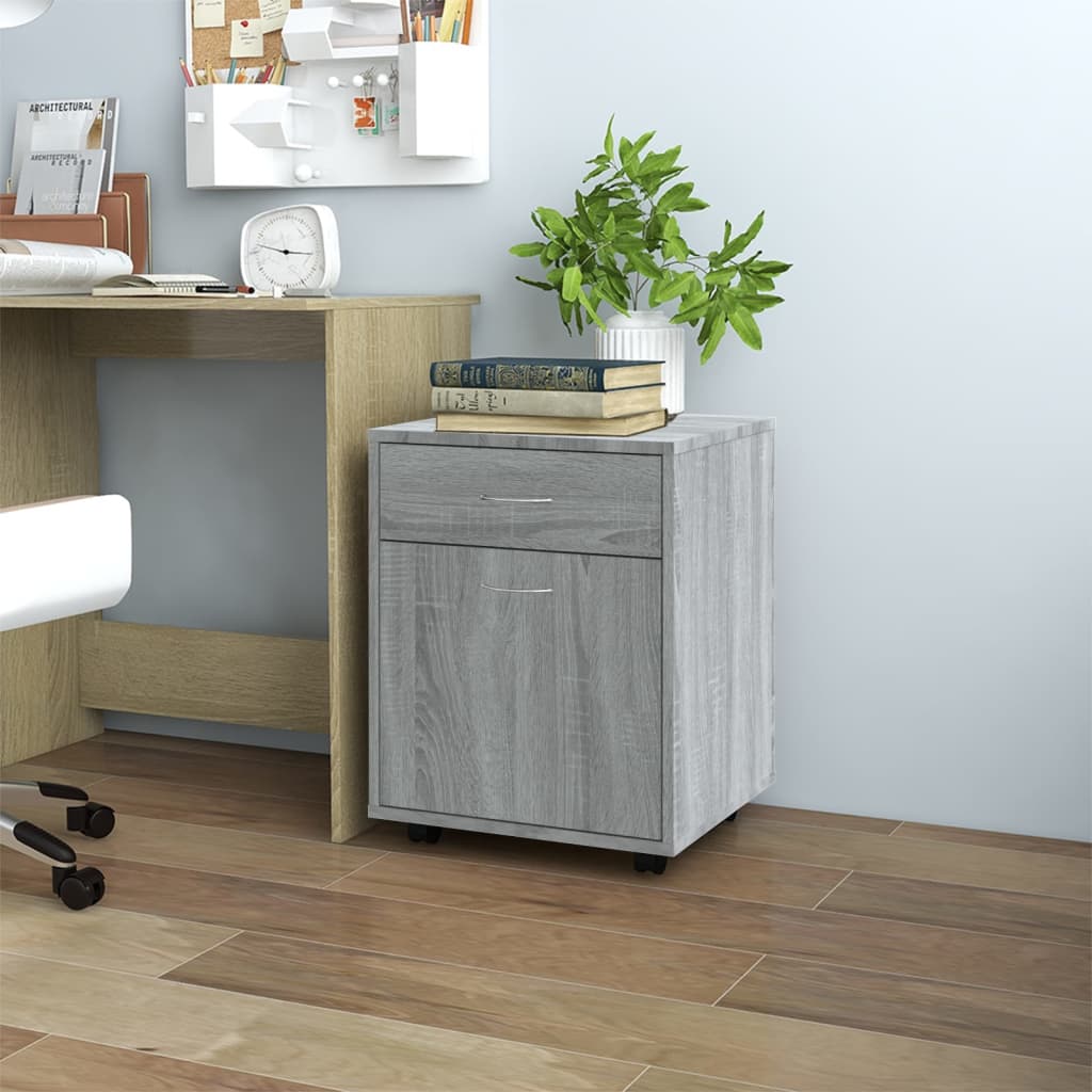 Rolling Cabinet Grey Sonoma 45x38x54 cm Wood Material