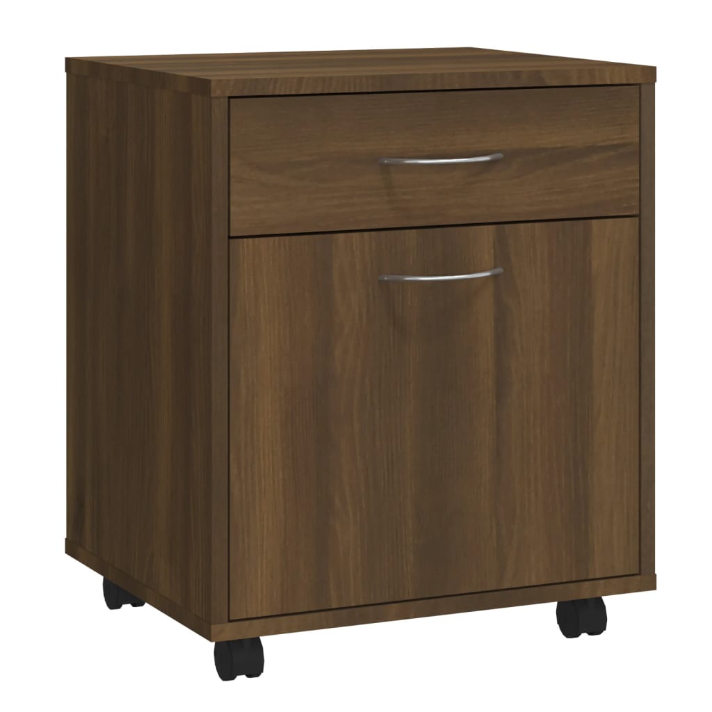 Rolling Cabinet Brown Oak Look 45x38x54 cm Wood Material