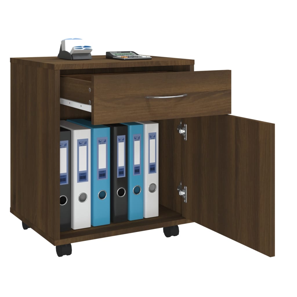 Rolling Cabinet Brown Oak Look 45x38x54 cm Wood Material