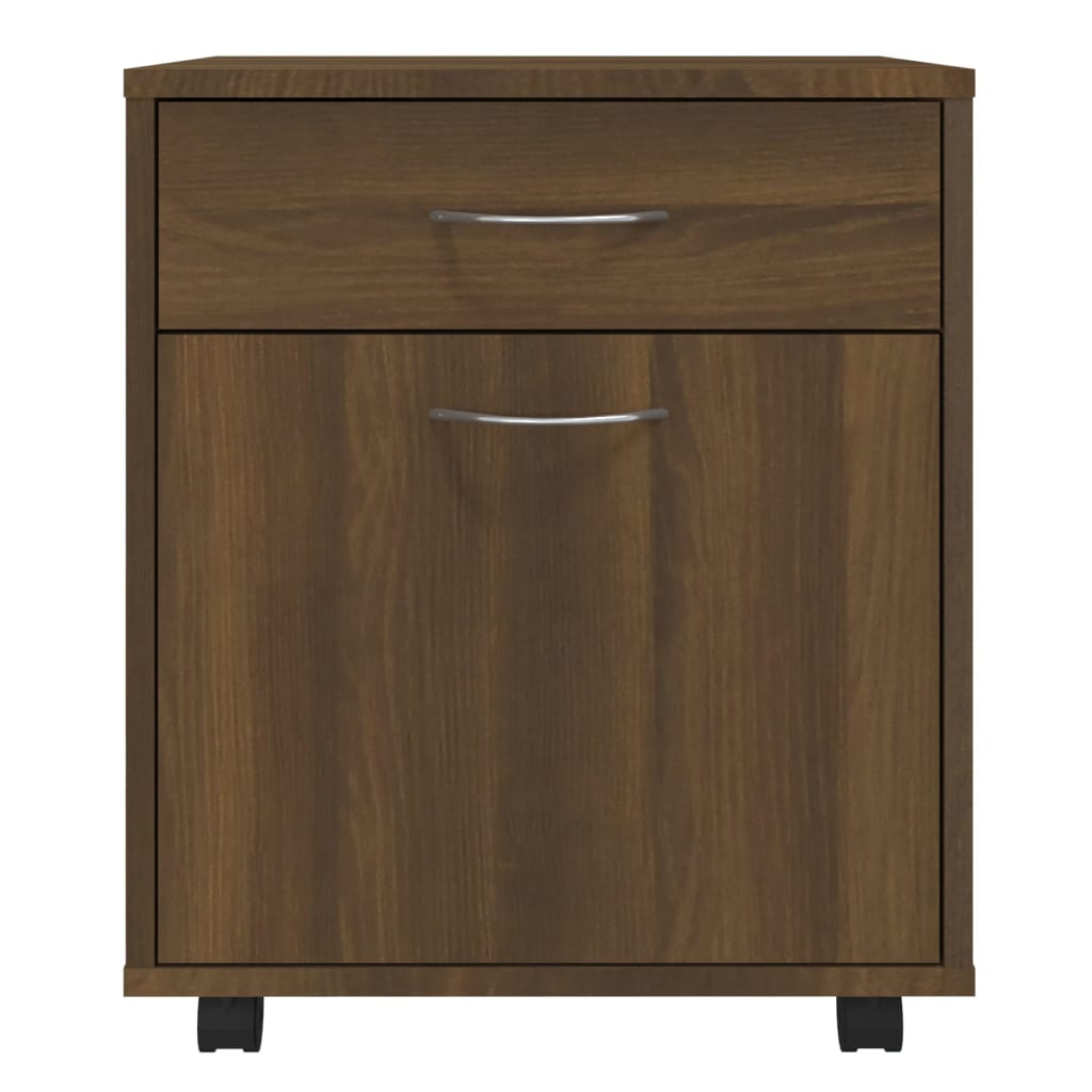 Rolling Cabinet Brown Oak Look 45x38x54 cm Wood Material