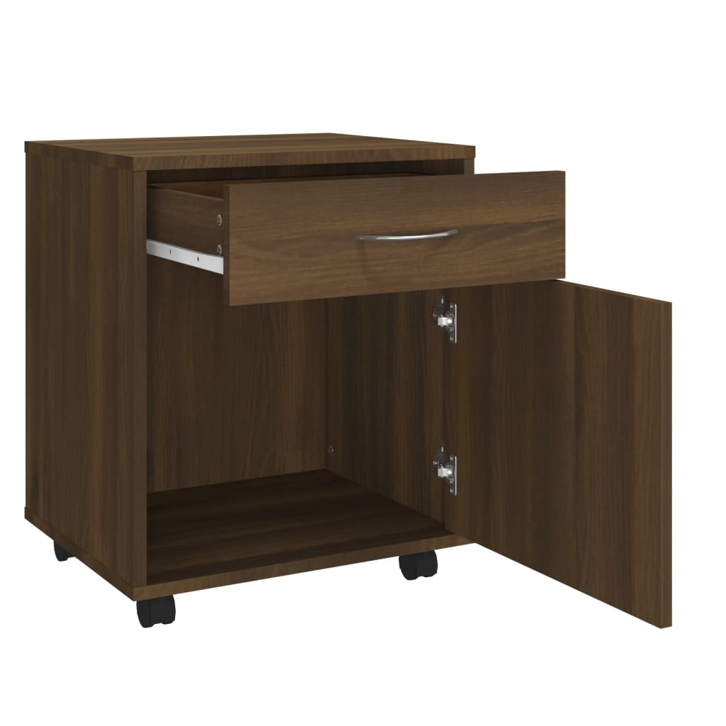 Rolling Cabinet Brown Oak Look 45x38x54 cm Wood Material