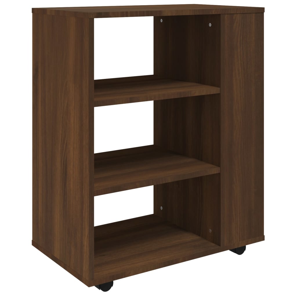 Rolling Cabinet Brown Oak Look 60x35x75 cm Wood Material