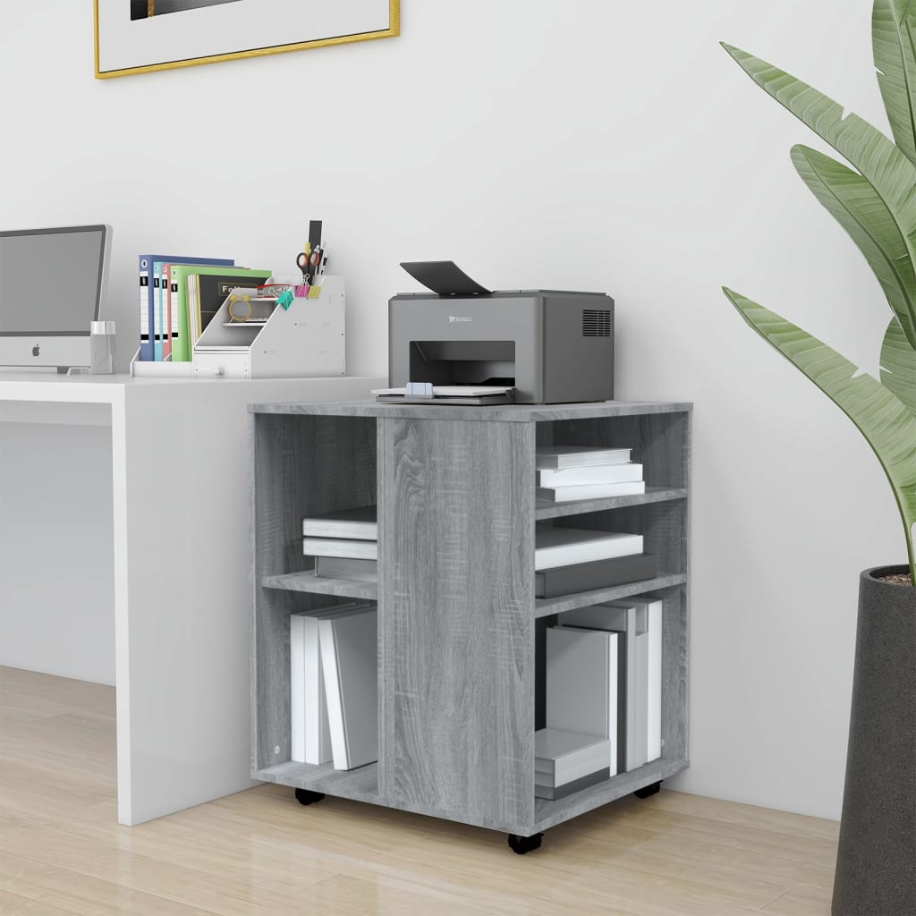 Rolling Cabinet Grey Sonoma 60x53x72 cm Wood Material