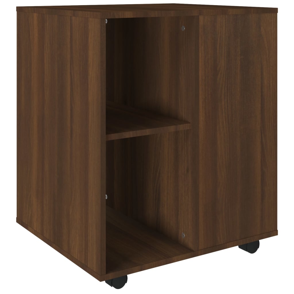 Rolling Cabinet Brown Oak Look 60x53x72 cm Wood Material