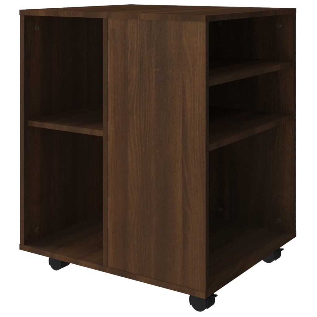 Rolling Cabinet Brown Oak Look 60x53x72 cm Wood Material