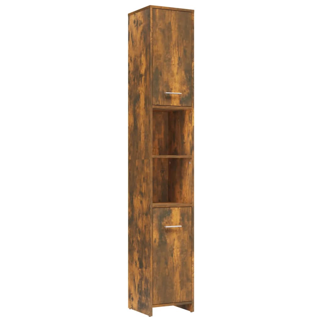 Bathroom Cabinet Smoked Oak 30x30x183.5 cm Wood Material