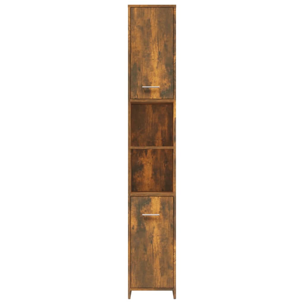 Bathroom Cabinet Smoked Oak 30x30x183.5 cm Wood Material