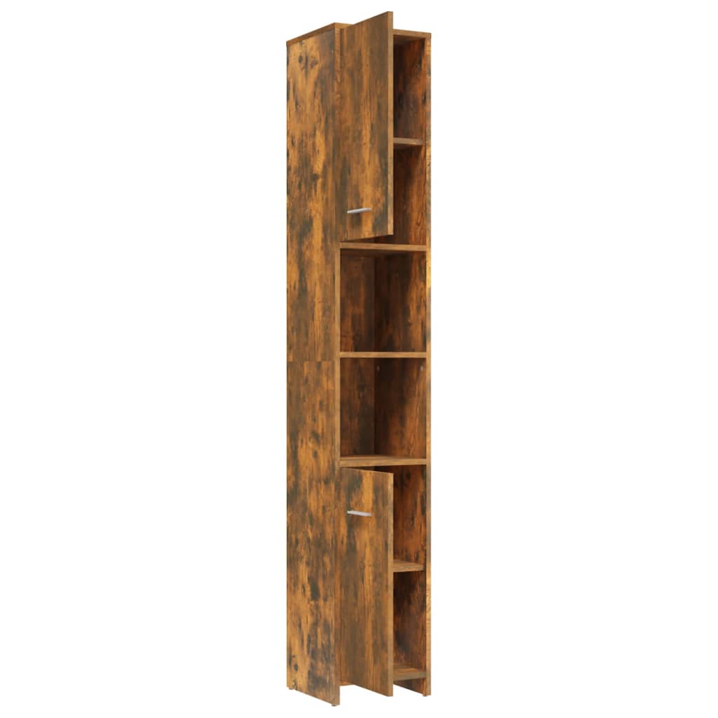 Bathroom Cabinet Smoked Oak 30x30x183.5 cm Wood Material