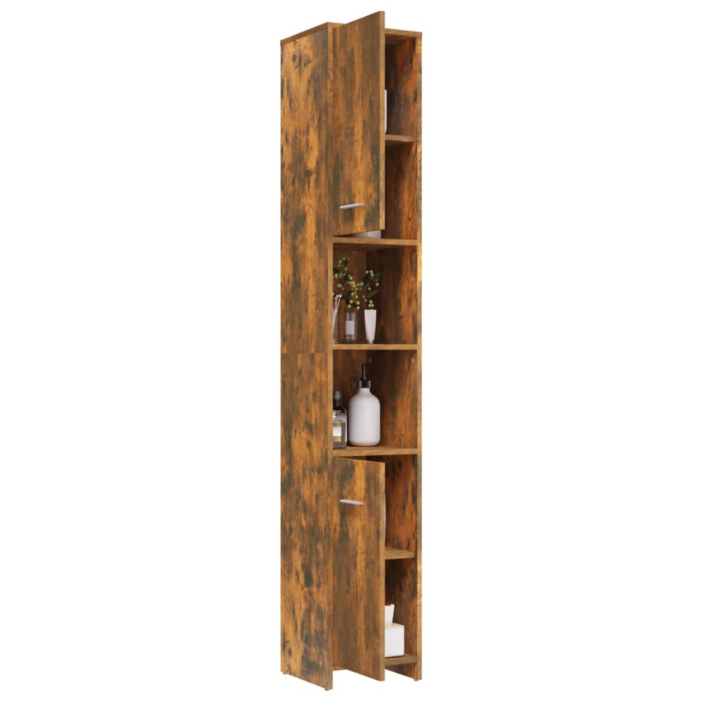 Bathroom Cabinet Smoked Oak 30x30x183.5 cm Wood Material