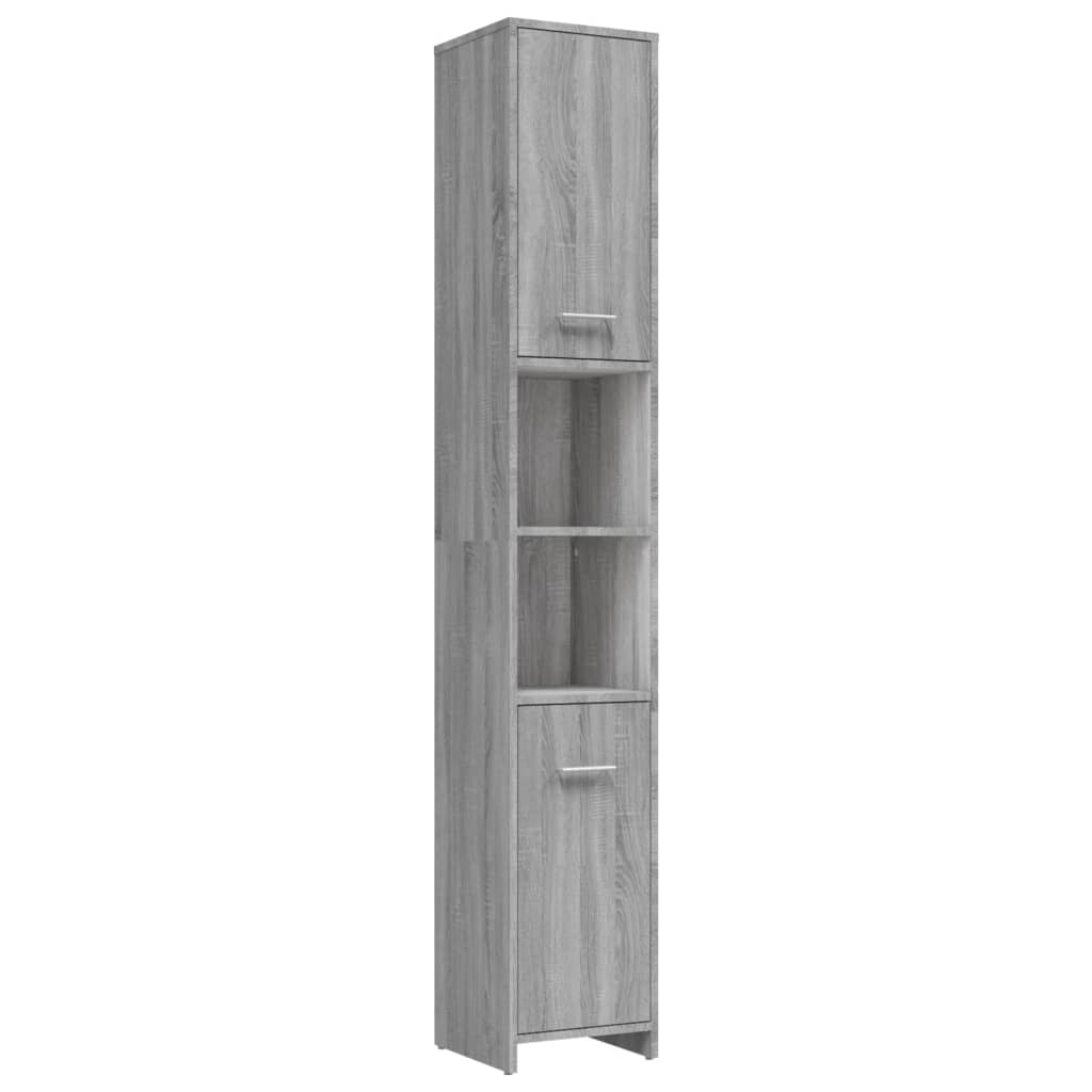 Bathroom Cabinet Gray Sonoma 30x30x183.5 cm Wood Material