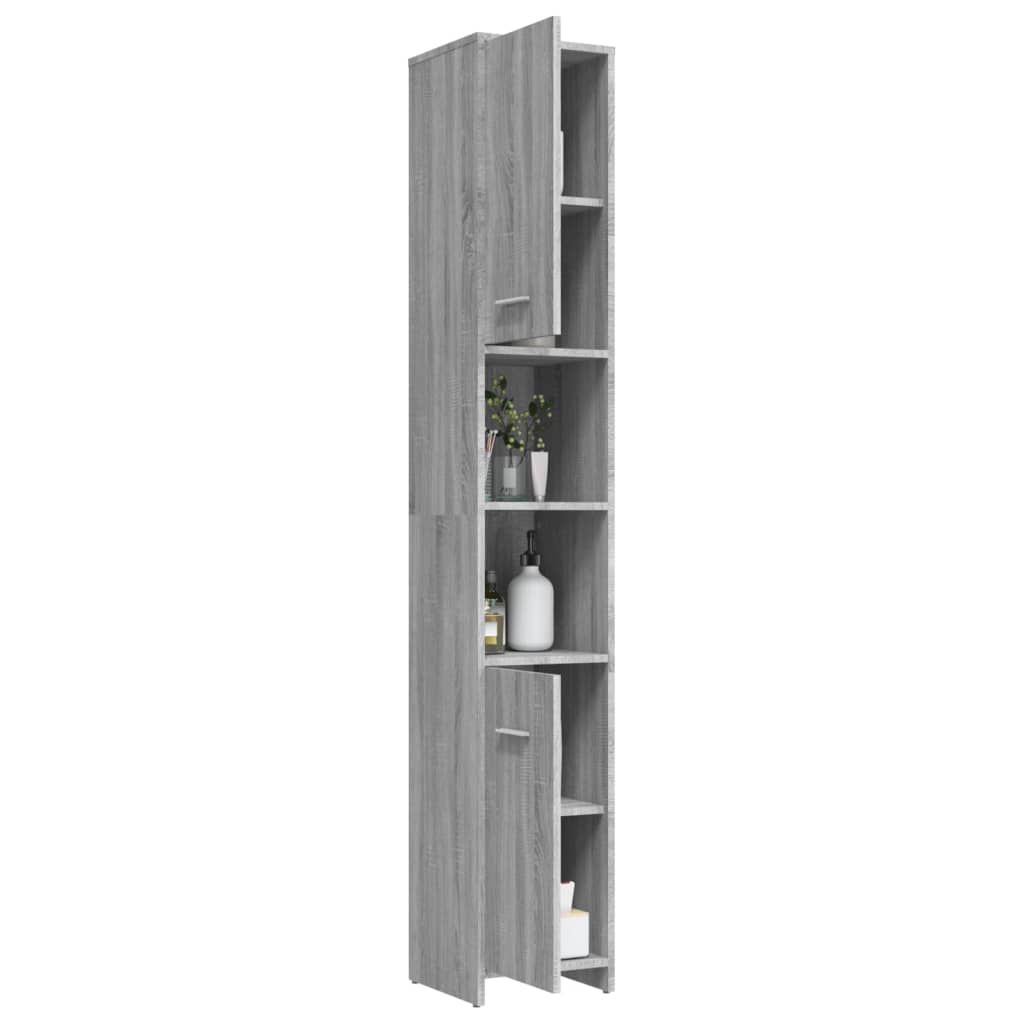 Bathroom Cabinet Gray Sonoma 30x30x183.5 cm Wood Material