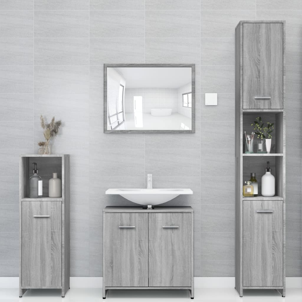 Bathroom Cabinet Gray Sonoma 30x30x183.5 cm Wood Material