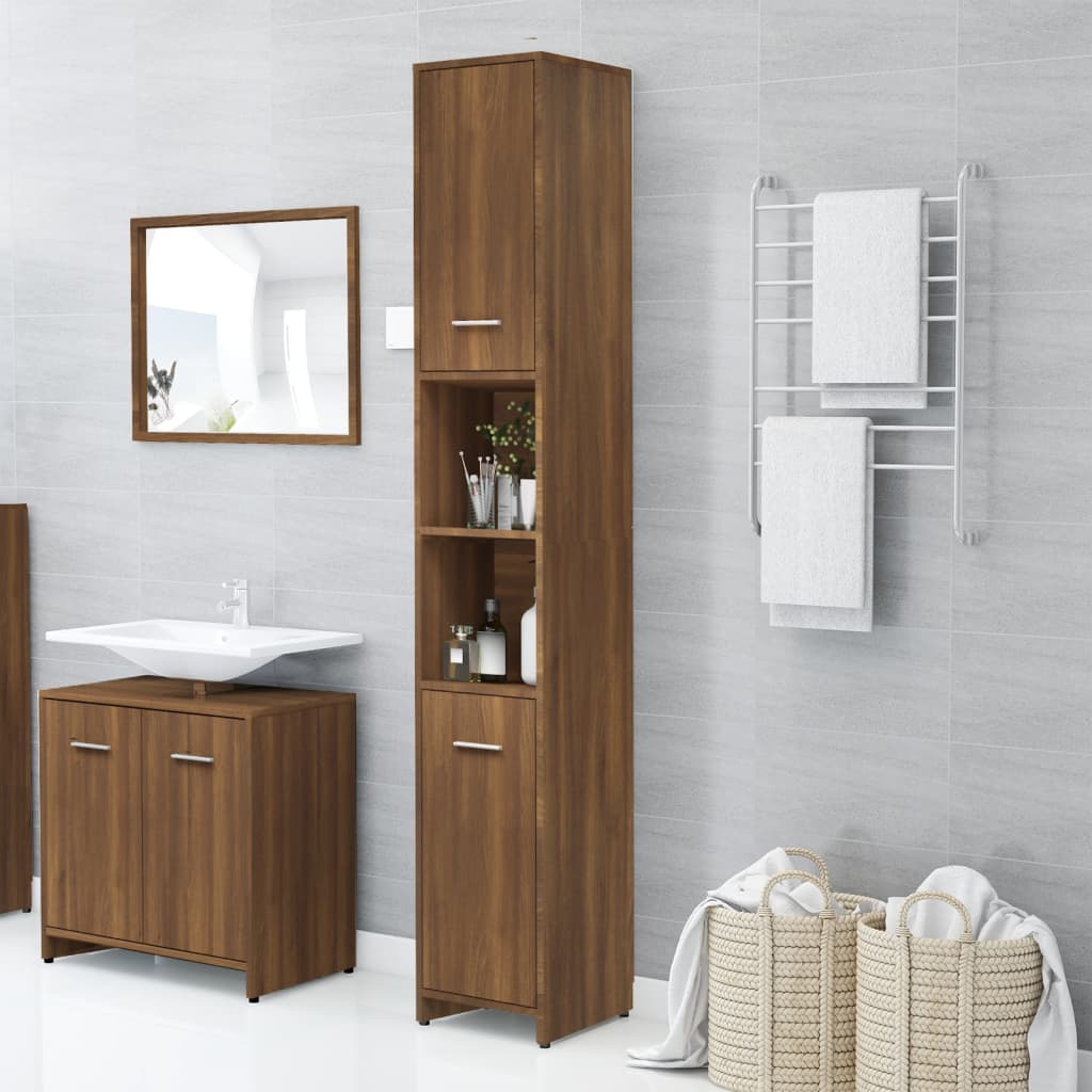 Bathroom Cabinet Brown Oak Look 30x30x183.5 cm