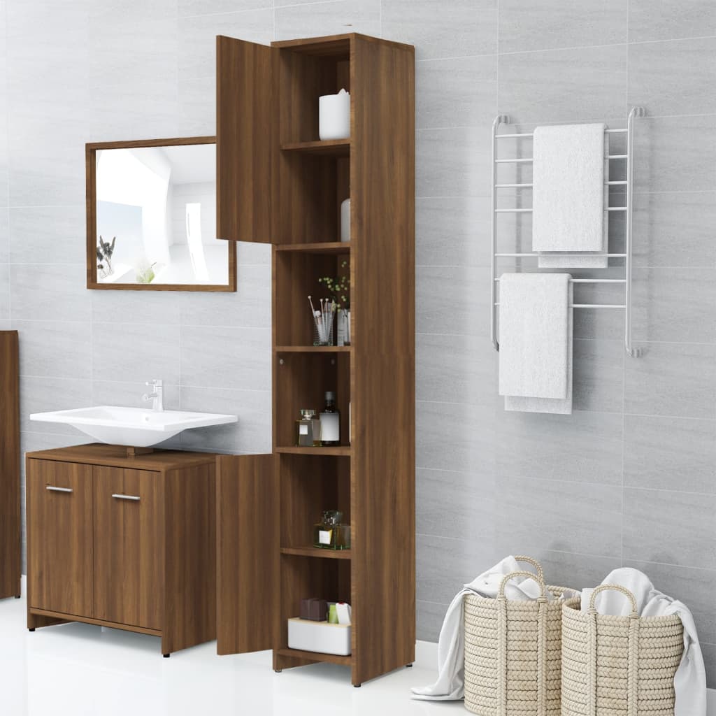 Bathroom Cabinet Brown Oak Look 30x30x183.5 cm