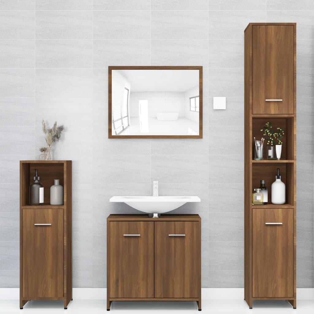 Bathroom Cabinet Brown Oak Look 30x30x183.5 cm